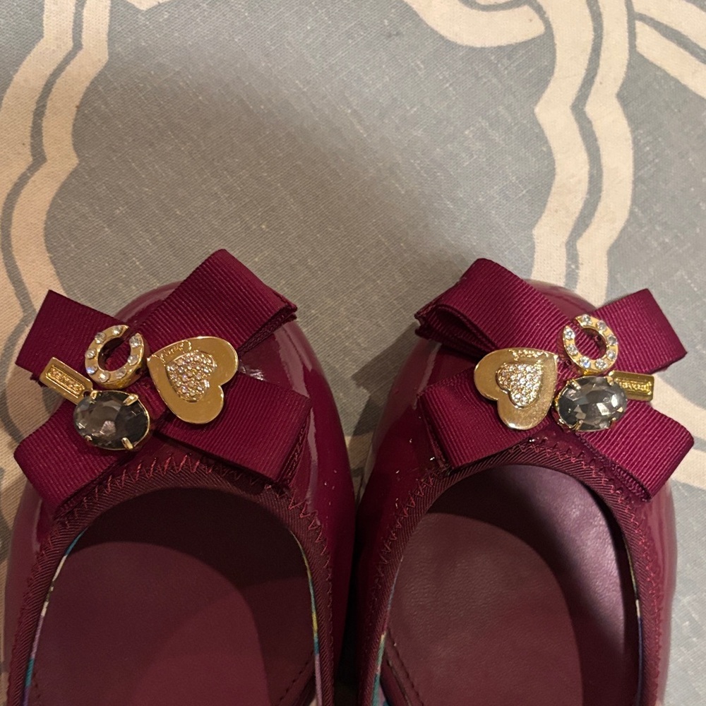 Coach Magenta patent flats with Bow and Heart Charm - Picture 2 of 5